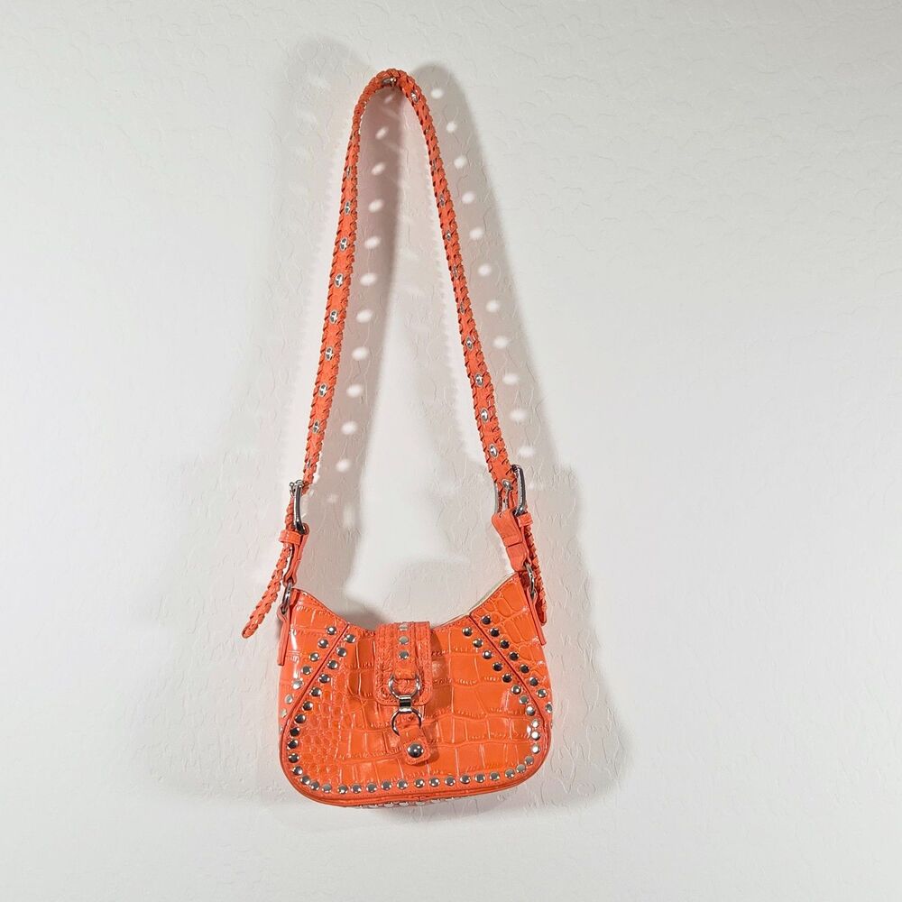 Urban Outfitters Orange Studded Handbag Y2K Shoulder Bag Statement Purse